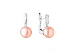 Casual Perlenohrring rosa rund 9-9.5 mm, Englischer Verschluss, 925er Silber, Gaura Pearls, Estland